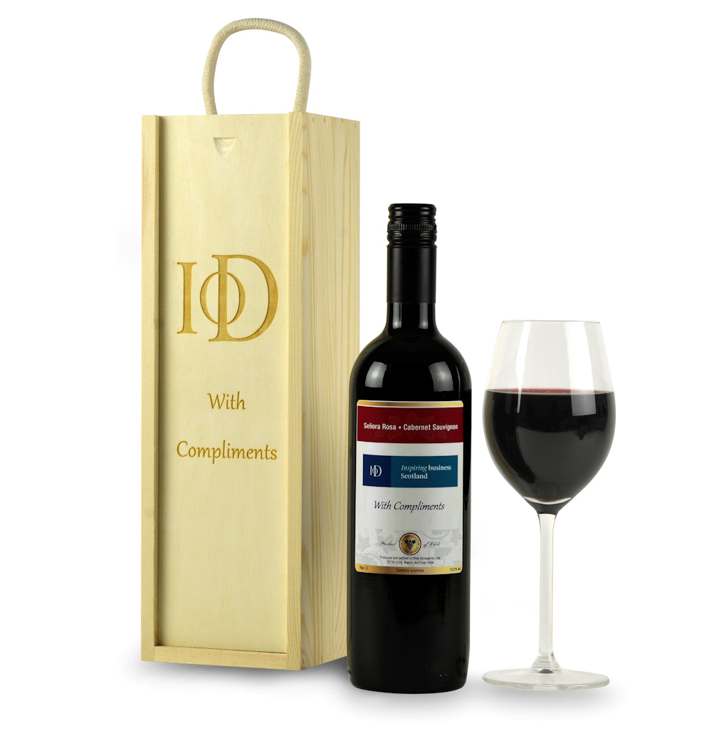 Personalised Wine and Engraved Wooden Gift Box